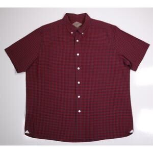 Bills Khakis Blue Red Gingham Check Button-Up Slim Fit Short Sleeve Shirt XXL